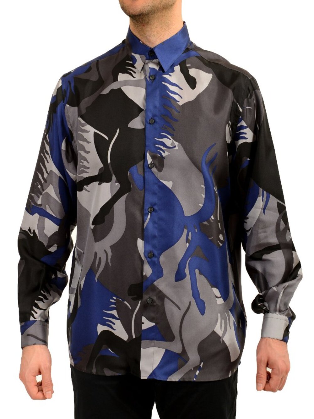 Scuderia Ferrari Men's "Camouflage PR. Horse" 100% Silk Shirt US M IT 50